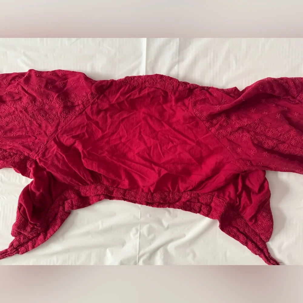 Red Tie-Front Blouse - Picture 9 of 16